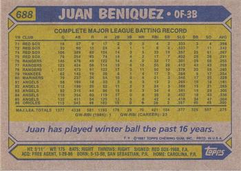 2017 Topps - Rediscover Topps 1987 Topps Stamped Buybacks Silver #688 Juan Beniquez Back