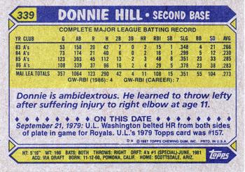 2017 Topps - Rediscover Topps 1987 Topps Stamped Buybacks Silver #339 Donnie Hill Back