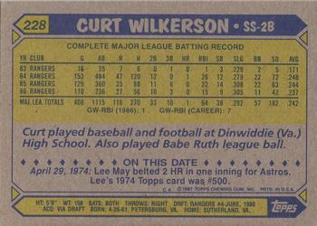 2017 Topps - Rediscover Topps 1987 Topps Stamped Buybacks Silver #228 Curt Wilkerson Back