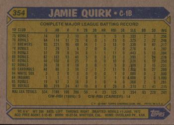 2017 Topps - Rediscover Topps 1987 Topps Stamped Buybacks Silver #354 Jamie Quirk Back