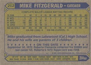 2017 Topps - Rediscover Topps 1987 Topps Stamped Buybacks Silver #212 Mike Fitzgerald Back