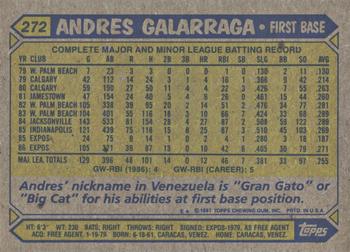 2017 Topps - Rediscover Topps 1987 Topps Stamped Buybacks Silver #272 Andres Galarraga Back