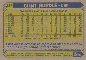 2017 Topps - Rediscover Topps 1987 Topps Stamped Buybacks Silver #317 Clint Hurdle Back