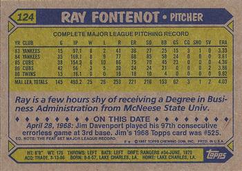 2017 Topps - Rediscover Topps 1987 Topps Stamped Buybacks Silver #124 Ray Fontenot Back