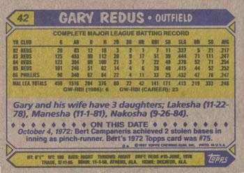 2017 Topps - Rediscover Topps 1987 Topps Stamped Buybacks Silver #42 Gary Redus Back