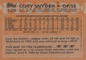 2017 Topps - Rediscover Topps 1988 Topps Stamped Buybacks Silver #620 Cory Snyder Back