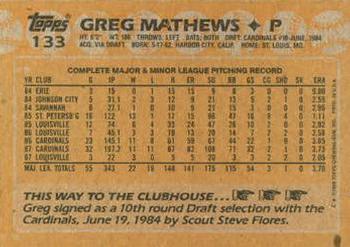 2017 Topps - Rediscover Topps 1988 Topps Stamped Buybacks Silver #133 Greg Mathews Back