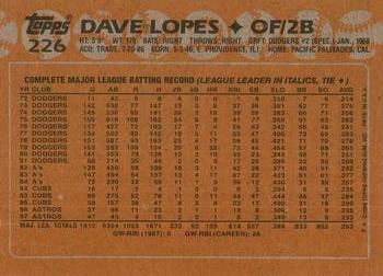 2017 Topps - Rediscover Topps 1988 Topps Stamped Buybacks Silver #226 Dave Lopes Back