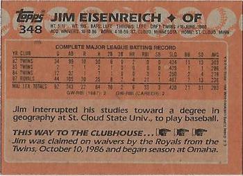 2017 Topps - Rediscover Topps 1988 Topps Stamped Buybacks Silver #348 Jim Eisenreich Back