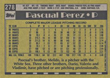2017 Topps - Rediscover Topps 1990 Topps Stamped Buybacks Silver #278 Pascual Perez Back