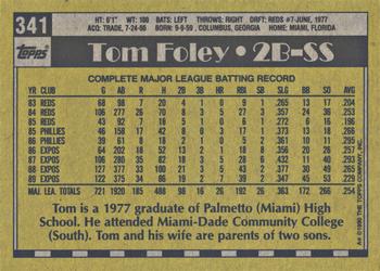 2017 Topps - Rediscover Topps 1990 Topps Stamped Buybacks Silver #341 Tom Foley Back