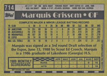2017 Topps - Rediscover Topps 1990 Topps Stamped Buybacks Silver #714 Marquis Grissom Back