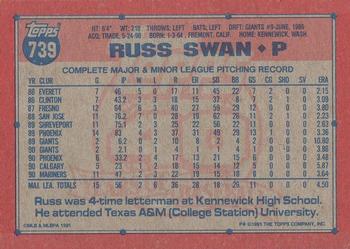 2017 Topps - Rediscover Topps 1991 Topps Stamped Buybacks Silver #739 Russ Swan Back
