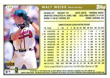 2017 Topps - Rediscover Topps 1999 Topps Stamped Buybacks Silver #138 Walt Weiss Back