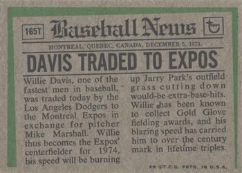 2017 Topps - Rediscover Topps 1974 Topps Traded Stamped Buybacks Silver #165T Willie Davis Back
