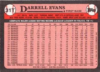 2017 Topps - Rediscover Topps 1989 Topps Traded Stamped Buybacks Silver #31T Darrell Evans Back