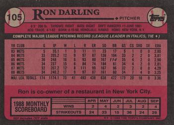 2017 Topps - Rediscover Topps 1989 Topps Stamped Buybacks Silver #105 Ron Darling Back