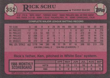 2017 Topps - Rediscover Topps 1989 Topps Stamped Buybacks Silver #352 Rick Schu Back