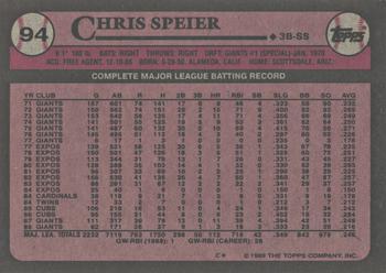 2017 Topps - Rediscover Topps 1989 Topps Stamped Buybacks Silver #94 Chris Speier Back