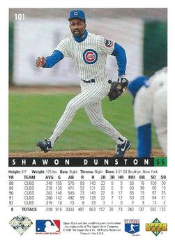 1993 Upper Deck #101 Shawon Dunston Back