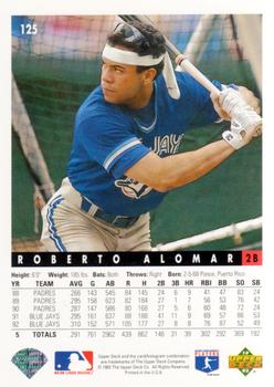 1993 Upper Deck #125 Roberto Alomar Back