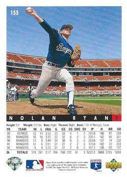 1993 Upper Deck #155 Nolan Ryan Back