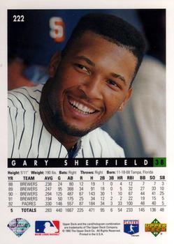 1993 Upper Deck #222 Gary Sheffield Back