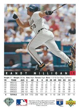 1993 Upper Deck #228 Randy Milligan Back
