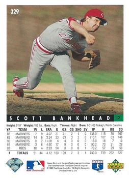 1993 Upper Deck #329 Scott Bankhead Back