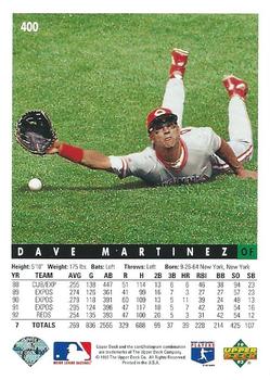 1993 Upper Deck #400 Dave Martinez Back