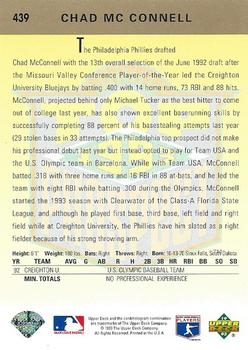 1993 Upper Deck #439 Chad McConnell Back