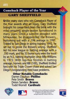 1993 Upper Deck #492 Gary Sheffield Back