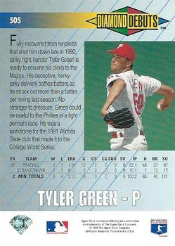 1993 Upper Deck #505 Tyler Green Back