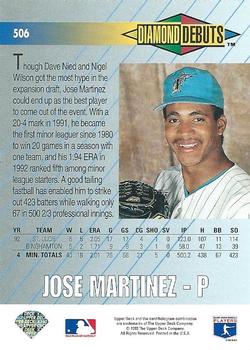 1993 Upper Deck #506 Jose Martinez Back