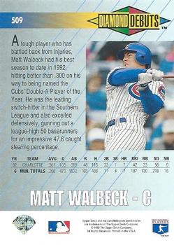 1993 Upper Deck #509 Matt Walbeck Back