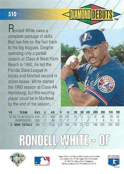 1993 Upper Deck #510 Rondell White Back