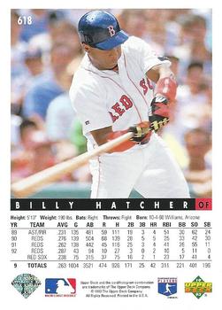 1993 Upper Deck #618 Billy Hatcher Back