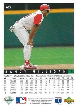 1993 Upper Deck #622 Randy Milligan Back