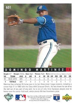 1993 Upper Deck #651 Domingo Martinez Back