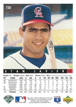 1993 Upper Deck #730 Stan Javier Back