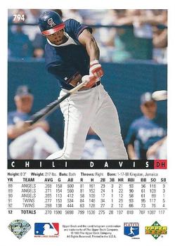 1993 Upper Deck #794 Chili Davis Back