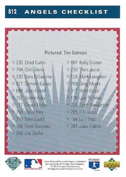 1993 Upper Deck #812 Tim Salmon Back