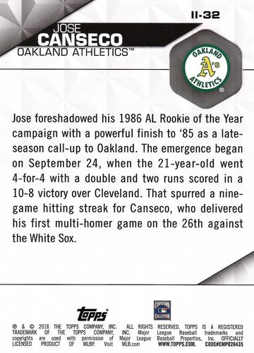 2018 Topps Instant Impact 5x7 #II-32 Jose Canseco Back