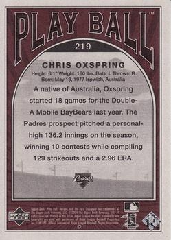 2004 Upper Deck - 2004 Upper Deck Play Ball Update #219 Chris Oxspring Back