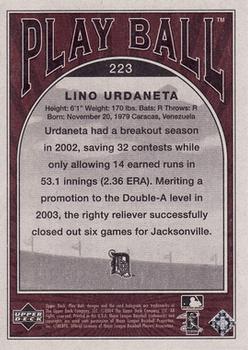 2004 Upper Deck - 2004 Upper Deck Play Ball Update #223 Lino Urdaneta Back