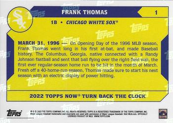 2022 Topps Now Turn Back the Clock #1 Frank Thomas Back
