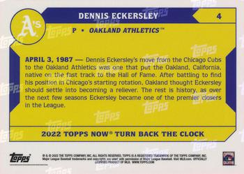 2022 Topps Now Turn Back the Clock #4 Dennis Eckersley Back