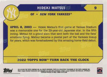 2022 Topps Now Turn Back the Clock #9 Hideki Matsui Back