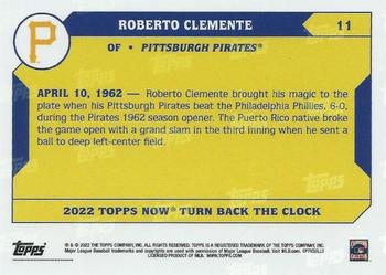 2022 Topps Now Turn Back the Clock #11 Roberto Clemente Back