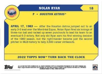 2022 Topps Now Turn Back the Clock #18 Nolan Ryan Back